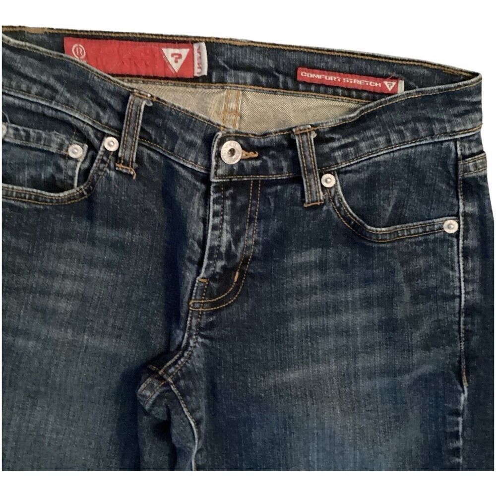 GUESS Vintage Low Rise Straight Bootcut Jean Dark Wash 25 - Picture 7 of 9